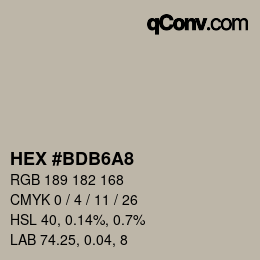 カラーコード: HEX #BDB6A8 | qconv.com