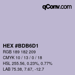 Farbcode: HEX #BDB6D1 | qconv.com