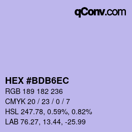 Color code: HEX #BDB6EC | qconv.com