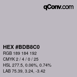Color code: HEX #BDB8C0 | qconv.com