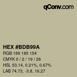 カラーコード: HEX #BDB99A | qconv.com