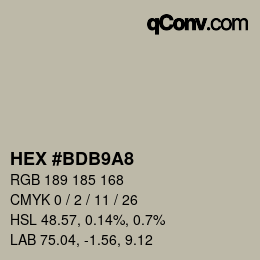 カラーコード: HEX #BDB9A8 | qconv.com