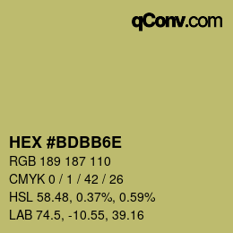 カラーコード: HEX #BDBB6E | qconv.com