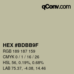 カラーコード: HEX #BDBB9F | qconv.com