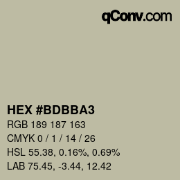 颜色代码: HEX #BDBBA3 | qconv.com