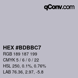 Color code: HEX #BDBBC7 | qconv.com