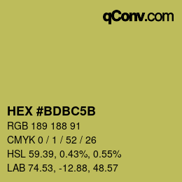 Color code: HEX #BDBC5B | qconv.com