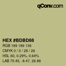 Color code: HEX #BDBD88 | qconv.com