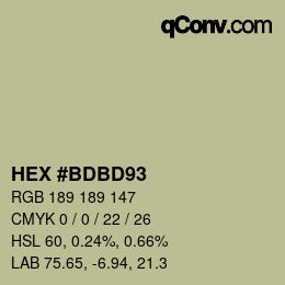 Farbcode: HEX #BDBD93 | qconv.com