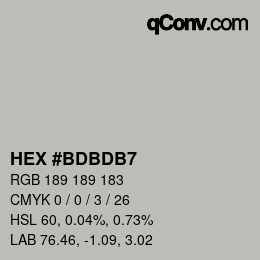 Farbcode: HEX #BDBDB7 | qconv.com