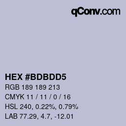 カラーコード: HEX #BDBDD5 | qconv.com