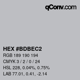 颜色代码: HEX #BDBEC2 | qconv.com