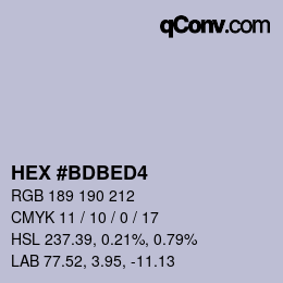 カラーコード: HEX #BDBED4 | qconv.com