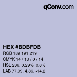 Color code: HEX #BDBFDB | qconv.com