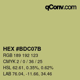 Color code: HEX #BDC07B | qconv.com