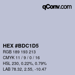 Color code: HEX #BDC1D5 | qconv.com