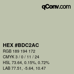 カラーコード: HEX #BDC2AC | qconv.com