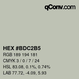 颜色代码: HEX #BDC2B5 | qconv.com