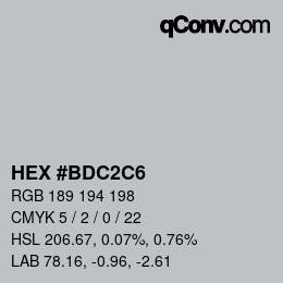 Color code: HEX #BDC2C6 | qconv.com