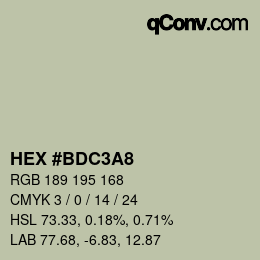 颜色代码: HEX #BDC3A8 | qconv.com
