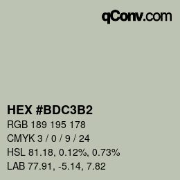 Farbcode: HEX #BDC3B2 | qconv.com