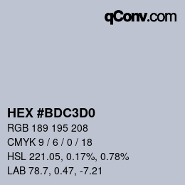 カラーコード: HEX #BDC3D0 | qconv.com