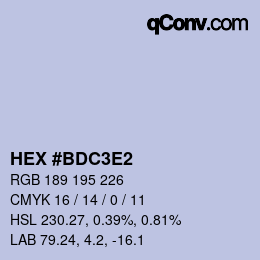 颜色代码: HEX #BDC3E2 | qconv.com