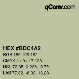 カラーコード: HEX #BDC4A2 | qconv.com