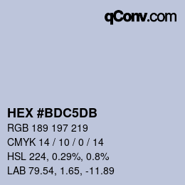 Color code: HEX #BDC5DB | qconv.com