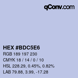 颜色代码: HEX #BDC5E6 | qconv.com
