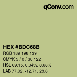 颜色代码: HEX #BDC68B | qconv.com