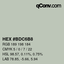 Color code: HEX #BDC6B8 | qconv.com