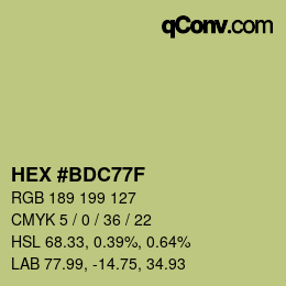 Color code: HEX #BDC77F | qconv.com