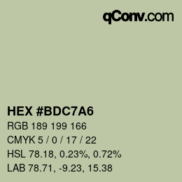 カラーコード: HEX #BDC7A6 | qconv.com