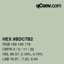 Color code: HEX #BDC7B2 | qconv.com