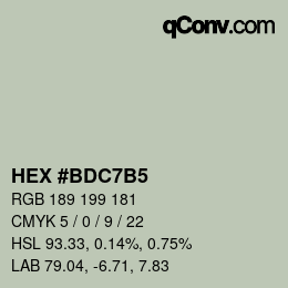 Color code: HEX #BDC7B5 | qconv.com