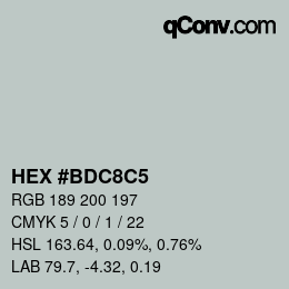 Código de color: HEX #BDC8C5 | qconv.com