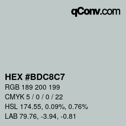 Color code: HEX #BDC8C7 | qconv.com