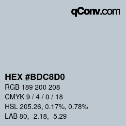 カラーコード: HEX #BDC8D0 | qconv.com