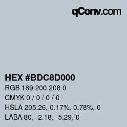 Color code: HEX #BDC8D000 | qconv.com