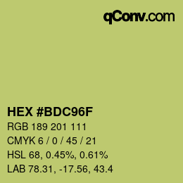 颜色代码: HEX #BDC96F | qconv.com