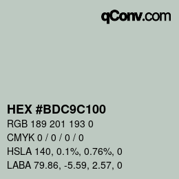 颜色代码: HEX #BDC9C100 | qconv.com