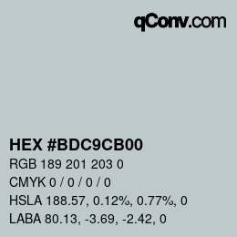 Color code: HEX #BDC9CB00 | qconv.com