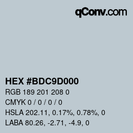 Color code: HEX #BDC9D000 | qconv.com