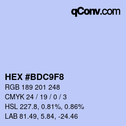 カラーコード: HEX #BDC9F8 | qconv.com