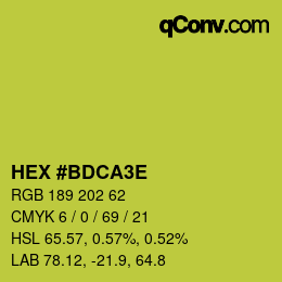 Color code: HEX #BDCA3E | qconv.com
