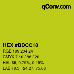 カラーコード: HEX #BDCC18 | qconv.com