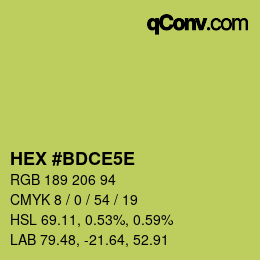 Farbcode: HEX #BDCE5E | qconv.com