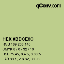 Color code: HEX #BDCE8C | qconv.com