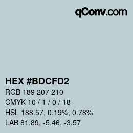 Código de color: HEX #BDCFD2 | qconv.com
